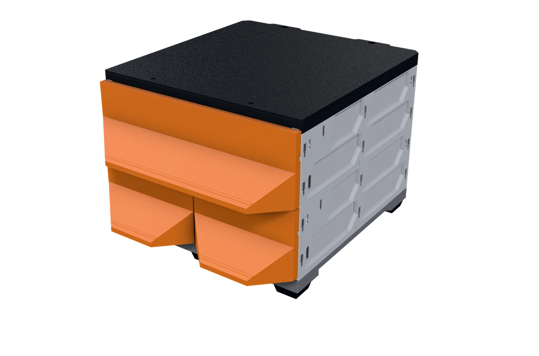 The MODULITH 185 Tabletop Kit 2W-2H: 3 drawers in 3 cases.