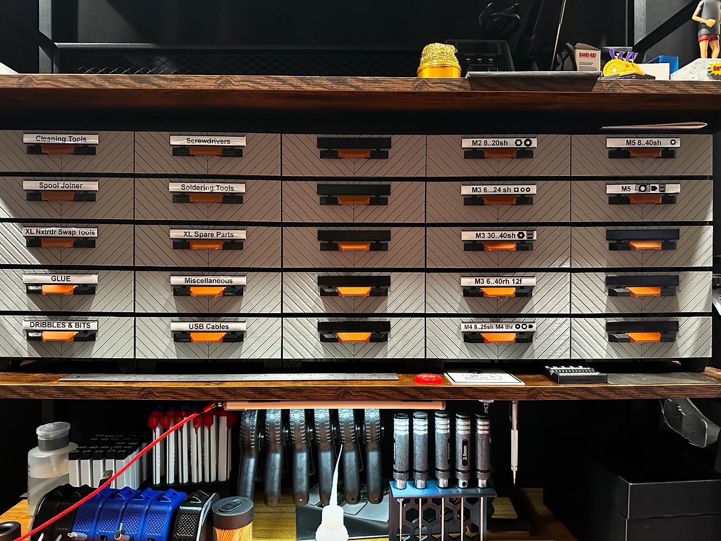 Labeled small-parts wall - community build by nangano3d